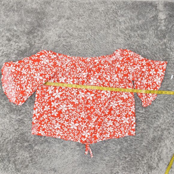 Lane Bryant Red Floral Off-Shoulder Top - Picture 4 of 8